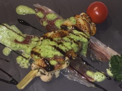 Pimiento de Gernika, pollo, jamón ibérico